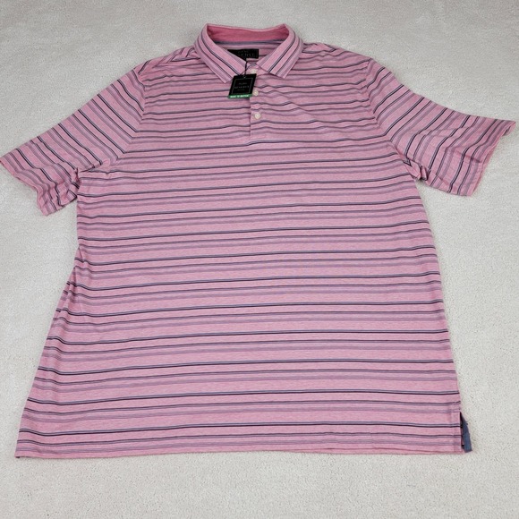 Jos. A. Bank Reserve NEW Mens XL Pink Striped Traditional Fit Cotton Polo Shirt - Picture 2 of 10